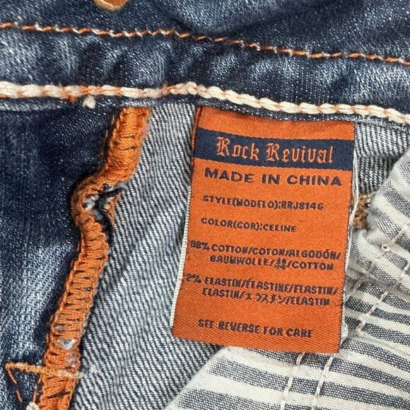 Rock Revival Distressed Celine Boot Medium Wash Jeans - Picture 8 of 12